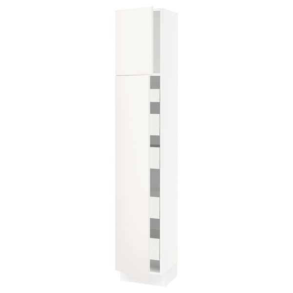 SEKTION / MAXIMERA Armoire haute+2 ptes/tablettes/5tir, blanc/Veddinge blanc, 15x15x80 "