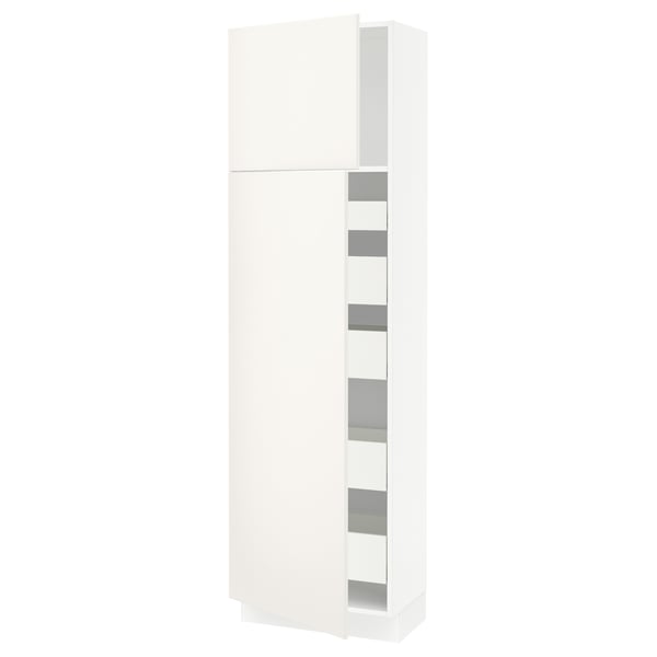 SEKTION / MAXIMERA Armoire haute+2 ptes/tablettes/5tir, blanc/Veddinge blanc, 24x15x80 "