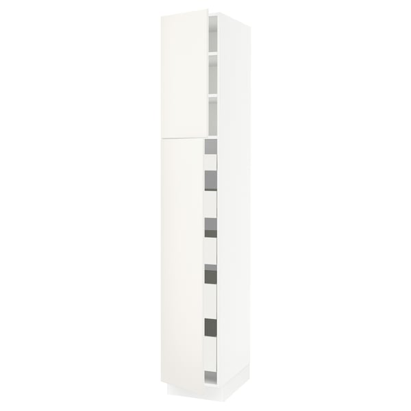 SEKTION / MAXIMERA Armoire haute+2 ptes/tablettes/5tir, blanc/Veddinge blanc, 15x24x90 "