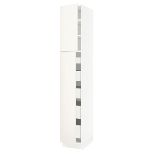 SEKTION / MAXIMERA Armoire haute+2 ptes/tablettes/5tir, blanc/Veddinge blanc, 15x24x90 "