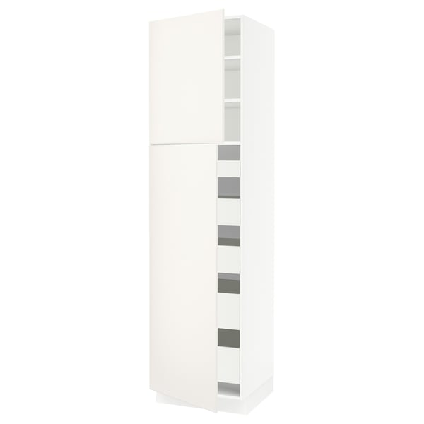 SEKTION / MAXIMERA Armoire haute+2 ptes/tablettes/5tir, blanc/Veddinge blanc, 24x24x90 "