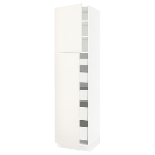 SEKTION / MAXIMERA Armoire haute+2 ptes/tablettes/5tir, blanc/Veddinge blanc, 24x24x90 "