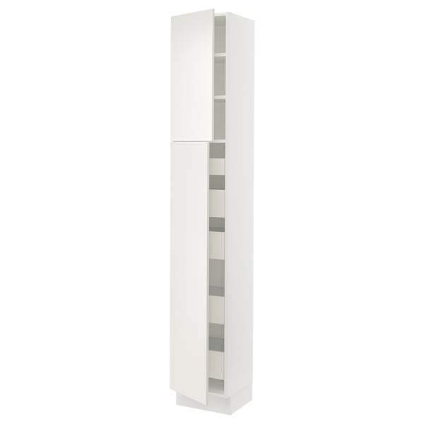SEKTION / MAXIMERA Armoire haute+2 ptes/tablettes/5tir, blanc/Veddinge blanc, 15x15x90 "
