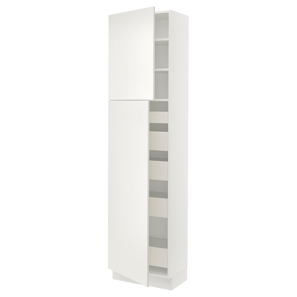 SEKTION / MAXIMERA Armoire haute+2 ptes/tablettes/5tir, blanc/Veddinge blanc, 24x15x90 "