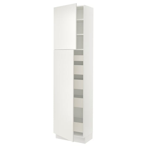 SEKTION / MAXIMERA Armoire haute+2 ptes/tablettes/5tir, blanc/Veddinge blanc, 24x15x90 "