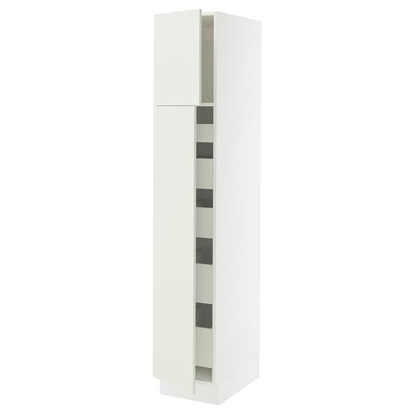 SEKTION / MAXIMERA Armoire haute+2 ptes/tablettes/5tir, blanc/Veddinge blanc, 15x24x80 "