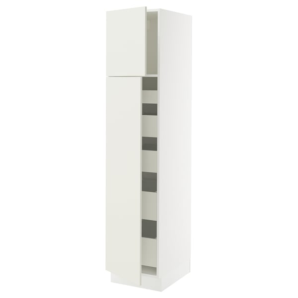 SEKTION / MAXIMERA Armoire haute+2 ptes/tablettes/5tir, blanc/Veddinge blanc, 18x24x80 "