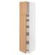 SEKTION / MAXIMERA Armoire haute+2 ptes/tablettes/5tir, blanc/Vedhamn chêne, 18x24x80 "