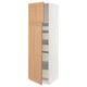 SEKTION / MAXIMERA Armoire haute+2 ptes/tablettes/5tir, blanc/Vedhamn chêne, 24x24x80 "