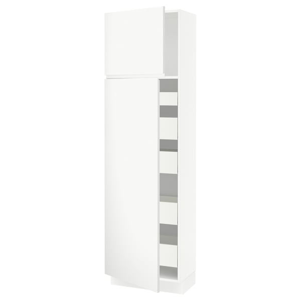 SEKTION / MAXIMERA Armoire haute+2 ptes/tablettes/5tir, blanc/Voxtorp blanc mat, 24x15x80 "