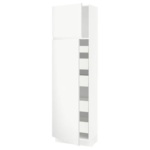 SEKTION / MAXIMERA Armoire haute+2 ptes/tablettes/5tir, blanc/Voxtorp blanc mat, 24x15x80 "