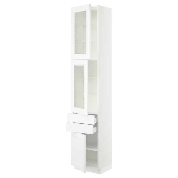 SEKTION / MAXIMERA Armoire haute 2 ptes vitr/2tir/1pte, blanc/Axstad blanc mat, 18x15x90 "