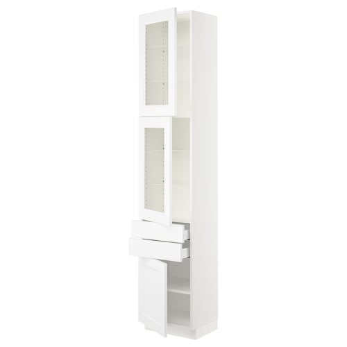 SEKTION / MAXIMERA Armoire haute 2 ptes vitr/2tir/1pte, blanc/Axstad blanc mat, 18x15x90 "