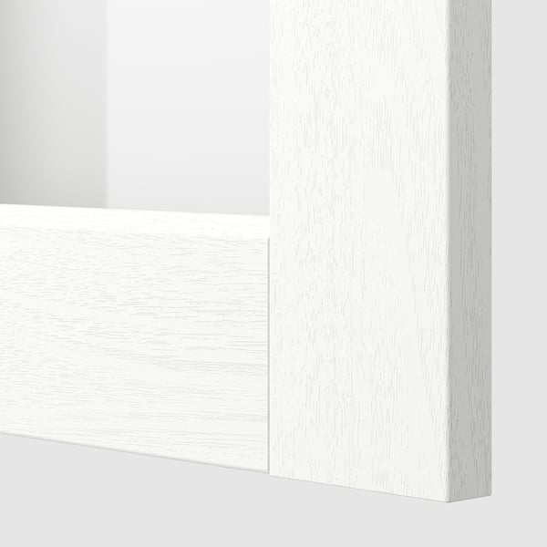 SEKTION / MAXIMERA Armoire haute 2 ptes vitr/2tir/1pte, blanc Enköping/blanc effet bois, 18x15x90 "