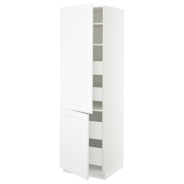 SEKTION / MAXIMERA Armoire haute+2portes/tabl/4tiroirs, blanc/Axstad blanc mat, 24x24x80 "