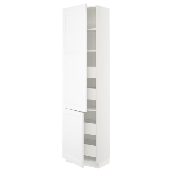 SEKTION / MAXIMERA Armoire haute+2portes/tabl/4tiroirs, blanc/Axstad blanc mat, 24x15x90 "