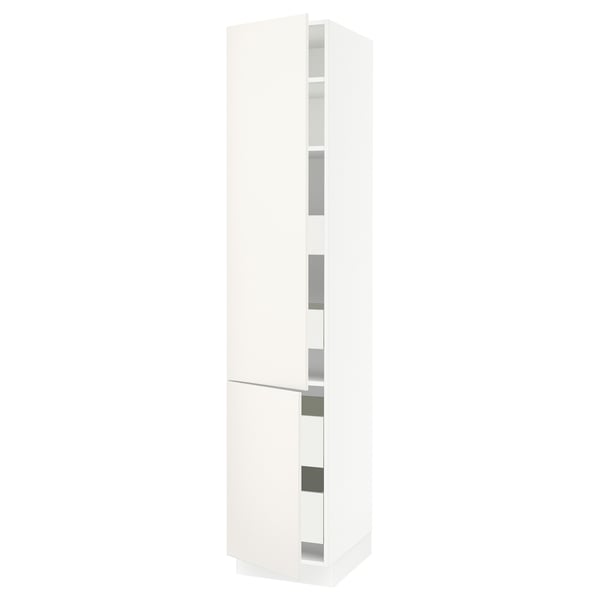 SEKTION / MAXIMERA Armoire haute+2portes/tabl/4tiroirs, blanc/Veddinge blanc, 18x24x90 "