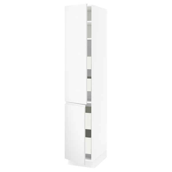 SEKTION / MAXIMERA Armoire haute+2portes/tabl/4tiroirs, blanc/Voxtorp blanc mat, 15x24x80 "