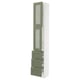 SEKTION / MAXIMERA Armoire haute av 2 ptes vitr/3 tir, blanc/Axstad gris-vert, 15x15x90 "
