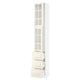 SEKTION / MAXIMERA Armoire haute av 2 ptes vitr/3 tir, blanc/Bodbyn blanc cassé, 15x15x90 "