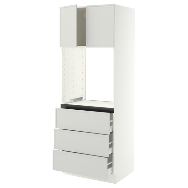 SEKTION / MAXIMERA Armoire haute four 3 tir/2 ptes, blanc/Aspudden gris clair, 30x24x80 "