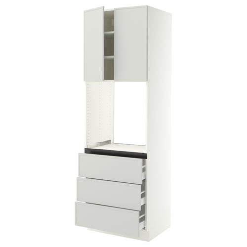 SEKTION / MAXIMERA Armoire haute four 3 tir/2 ptes, blanc/Aspudden gris clair, 30x24x90 "