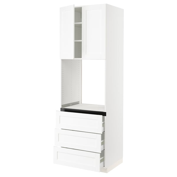 SEKTION / MAXIMERA Armoire haute four 3 tir/2 ptes, blanc Enköping/blanc effet bois, 30x24x90 "