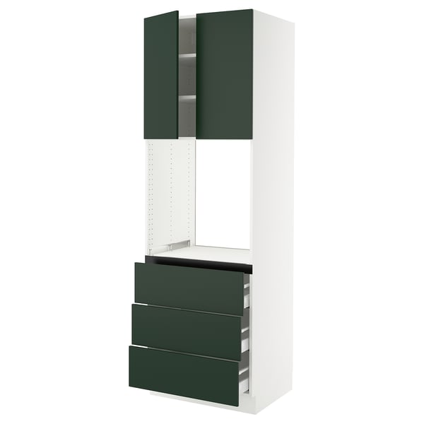 SEKTION / MAXIMERA Armoire haute four 3 tir/2 ptes, blanc/Havstorp vert profond, 30x24x90 "