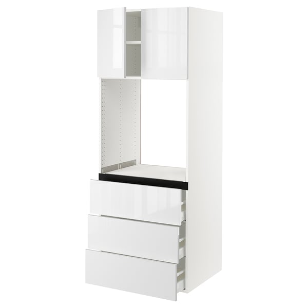 SEKTION / MAXIMERA Armoire haute four 3 tir/2 ptes, blanc/Ringhult blanc, 30x24x80 "