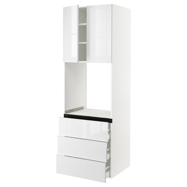 SEKTION / MAXIMERA Armoire haute four 3 tir/2 ptes, blanc/Ringhult blanc, 30x24x90 "
