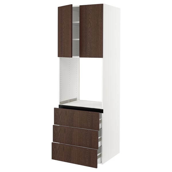 SEKTION / MAXIMERA Armoire haute four 3 tir/2 ptes, blanc/Sinarp brun, 30x24x90 "
