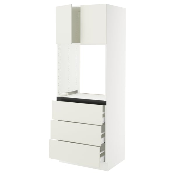 SEKTION / MAXIMERA Armoire haute four 3 tir/2 ptes, blanc/Veddinge blanc, 30x24x80 "