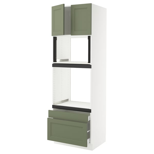 SEKTION / MAXIMERA Armoire haute four/m-o+2tir/2ptes, blanc/Axstad gris-vert, 30x24x90 "