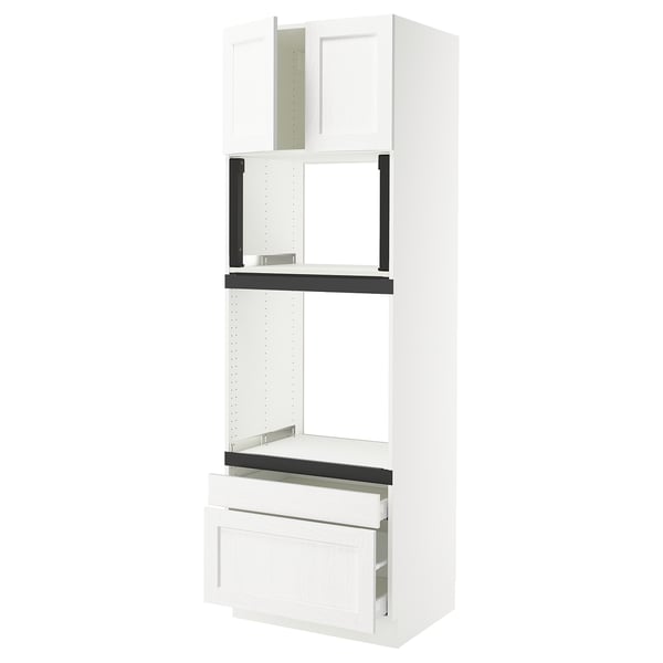 SEKTION / MAXIMERA Armoire haute four/m-o+2tir/2ptes, blanc Enköping/blanc effet bois, 30x24x90 "