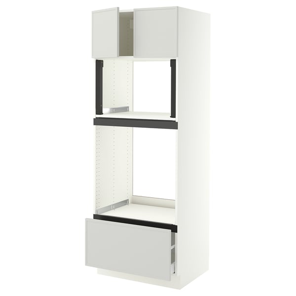 SEKTION / MAXIMERA Armoire haute four/micro+tir/2ptes, blanc/Aspudden gris clair, 30x24x80 "