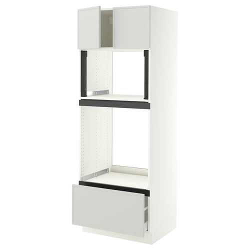 SEKTION / MAXIMERA Armoire haute four/micro+tir/2ptes, blanc/Aspudden gris clair, 30x24x80 "