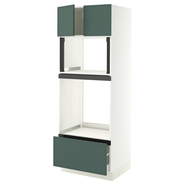 SEKTION / MAXIMERA Armoire haute four/micro+tir/2ptes, blanc/Aspudden gris-vert foncé, 30x24x80 "