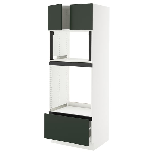 SEKTION / MAXIMERA Armoire haute four/micro+tir/2ptes, blanc/Havstorp vert profond, 30x24x80 "
