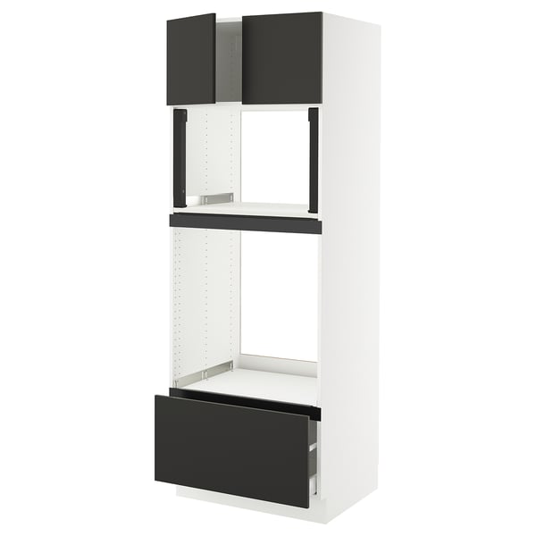 SEKTION / MAXIMERA Armoire haute four/micro+tir/2ptes, blanc/Nickebo anthracite mat, 30x24x80 "