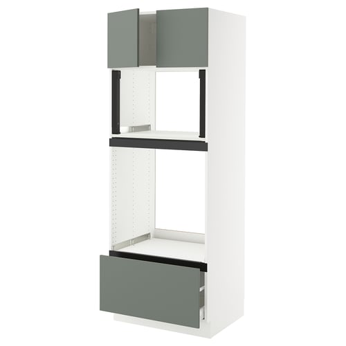 SEKTION / MAXIMERA Armoire haute four/micro+tir/2ptes, blanc/Nickebo gris -vert mat, 30x24x80 "