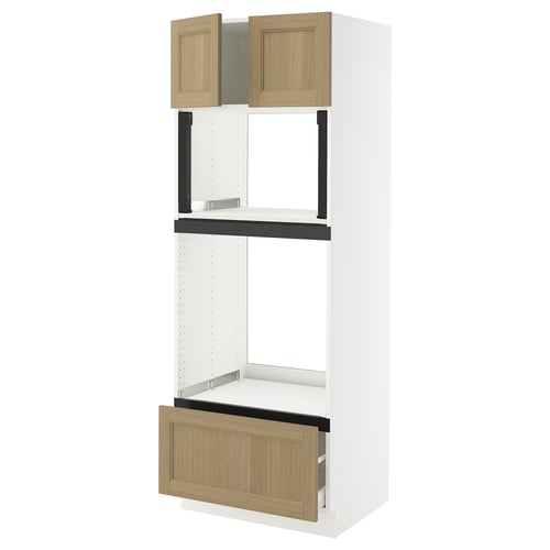 SEKTION / MAXIMERA Armoire haute four/micro+tir/2ptes, blanc/Vedhamn chêne, 30x24x80 "