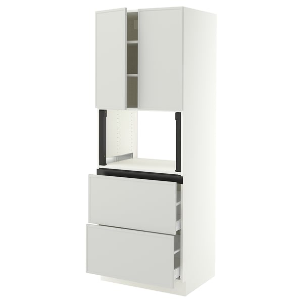 SEKTION / MAXIMERA Armoire haute m-o+2tir/2ptes, blanc/Aspudden gris clair, 30x24x80 "
