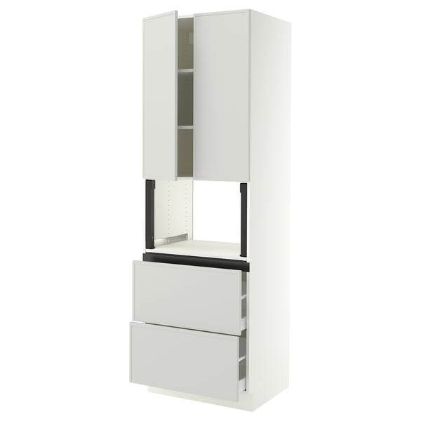 SEKTION / MAXIMERA Armoire haute m-o+2tir/2ptes, blanc/Aspudden gris clair, 30x24x90 "