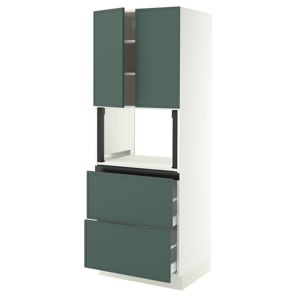 SEKTION / MAXIMERA Armoire haute m-o+2tir/2ptes, blanc/Aspudden gris-vert foncé, 30x24x80 "