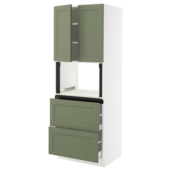 SEKTION / MAXIMERA Armoire haute m-o+2tir/2ptes, blanc/Axstad gris-vert, 30x24x80 "