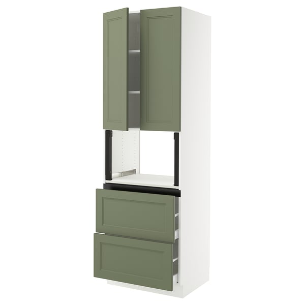 SEKTION / MAXIMERA Armoire haute m-o+2tir/2ptes, blanc/Axstad gris-vert, 30x24x90 "