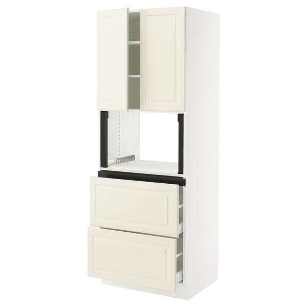 SEKTION / MAXIMERA Armoire haute m-o+2tir/2ptes, blanc/Bodbyn blanc cassé, 30x24x80 "