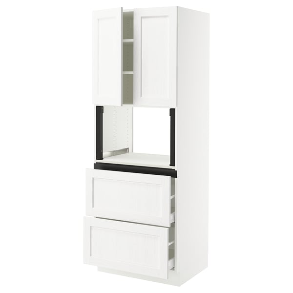 SEKTION / MAXIMERA Armoire haute m-o+2tir/2ptes, blanc Enköping/blanc effet bois, 30x24x80 "