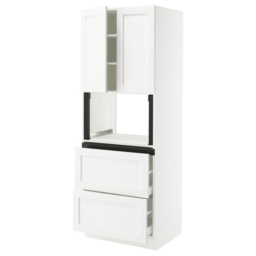 SEKTION / MAXIMERA Armoire haute m-o+2tir/2ptes, blanc Enköping/blanc effet bois, 30x24x80 "