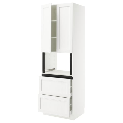 SEKTION / MAXIMERA Armoire haute m-o+2tir/2ptes, blanc Enköping/blanc effet bois, 30x24x90 "